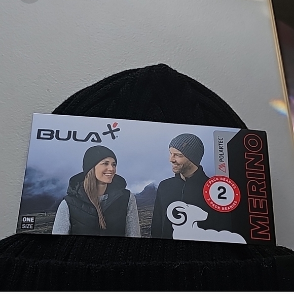 Bula Merino Wool blend Beanie black/Grey cap hat warm outerwear OS - Picture 4 of 5